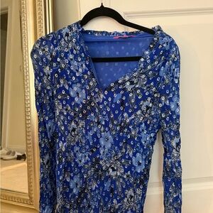 Lilly Pulitzer Blue V-Neck Long Sleeve Top